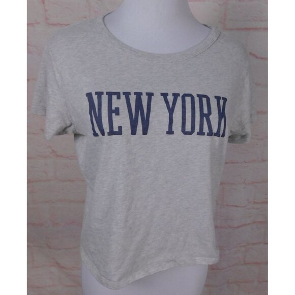 Hollister Women’s New York Crop Tee Size L Gray Graphic T-Shirt - Picture 1 of 9
